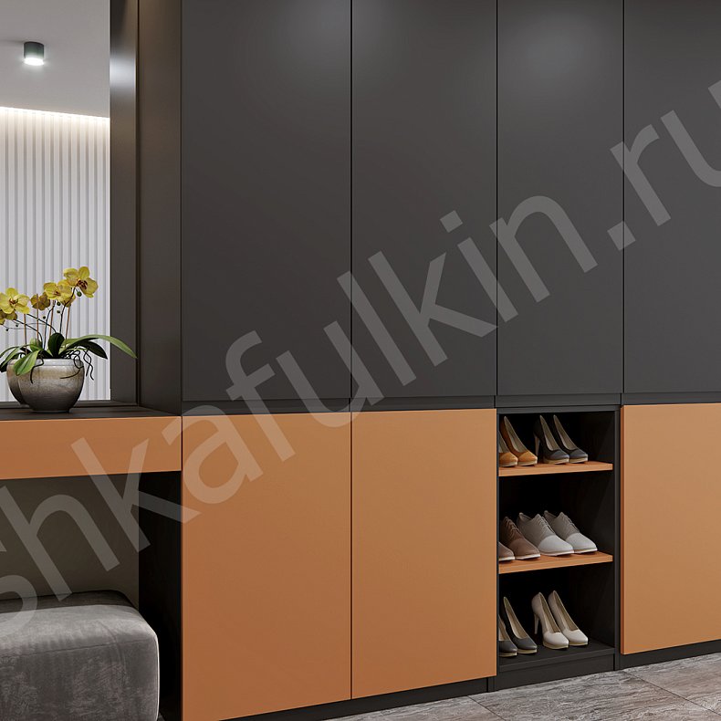 Изображение Прихожая Морган Черный Цветной Темные Хай-тек 4х створчатые Прихожая Для вещей 2