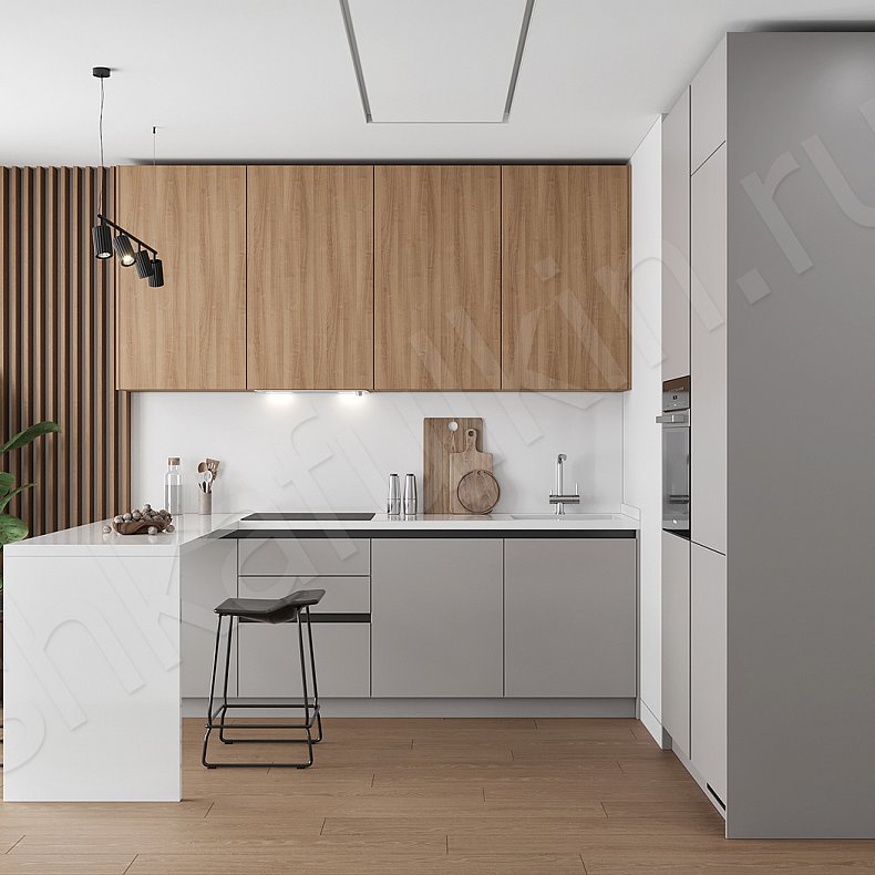 Кухня Милета Серый Светлые Древесный Скандинавский   Для посуды