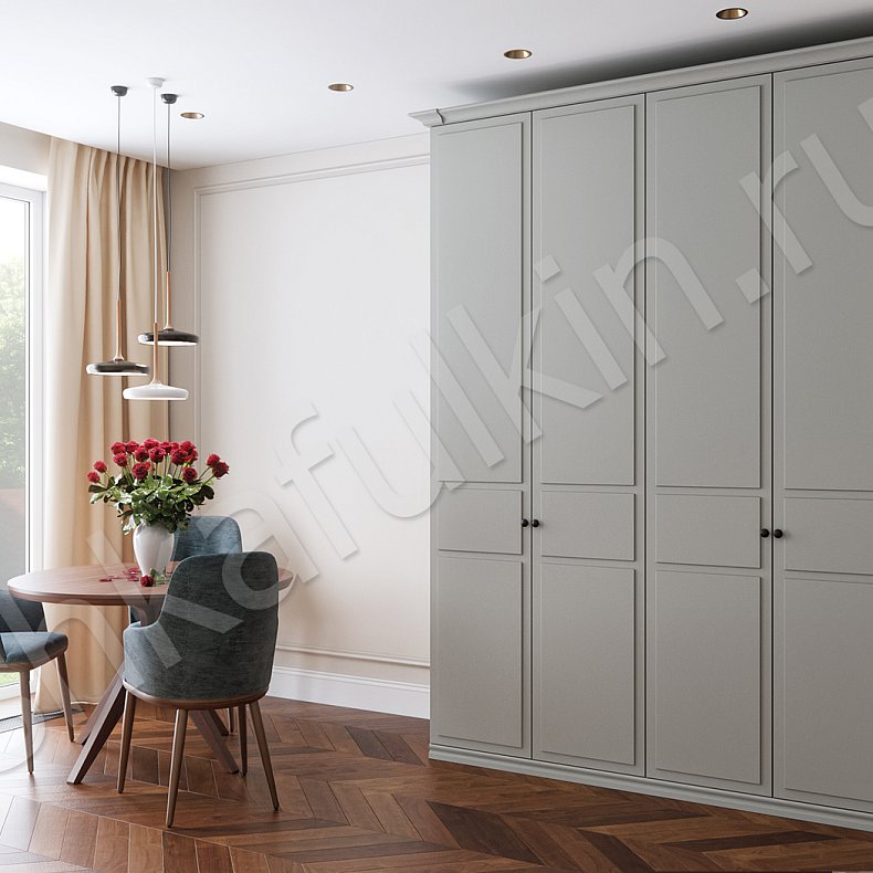 Шкаф Норманд Белый Светлые Серый Скандинавский 4х створчатые Гостиная Для вещей 1