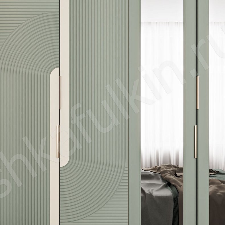 Шкаф Зингер Белый Цветной Светлые Зеленый Современный 6и створчатые Спальня Для вещей 7