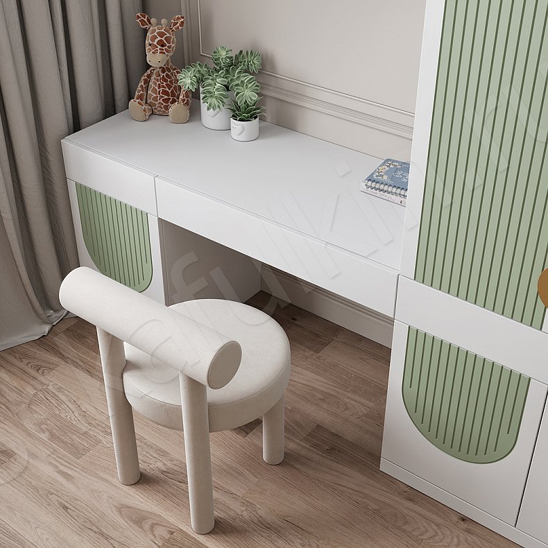 Детская Астория Белый Зеленый Современный 4х створчатые Детская Для книг Для декора Для вещей 4