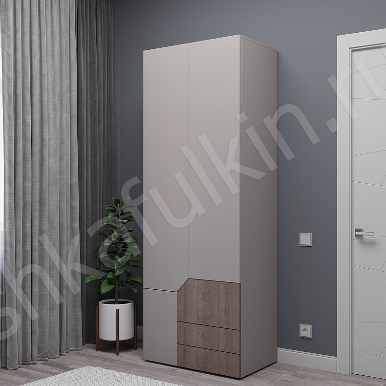 Изображение Шкаф Сонум Темные Светлые Серый Коричневый Древесный Черный Скандинавский 2х створчатые Гостиная Для вещей Для белья 7