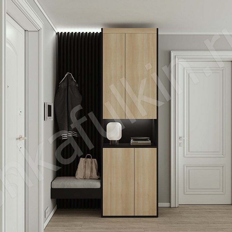 Изображение Прихожая Донни Древесный Белый Черный Серый Светлые Темные Скандинавский 2х створчатые Прихожая Для вещей 4