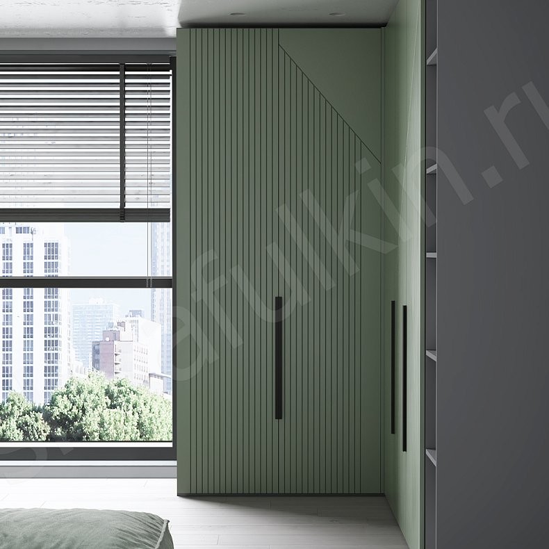 Изображение Угловой шкаф Фигаро Зеленый Модерн 5и створчатые Гостиная Для вещей 4