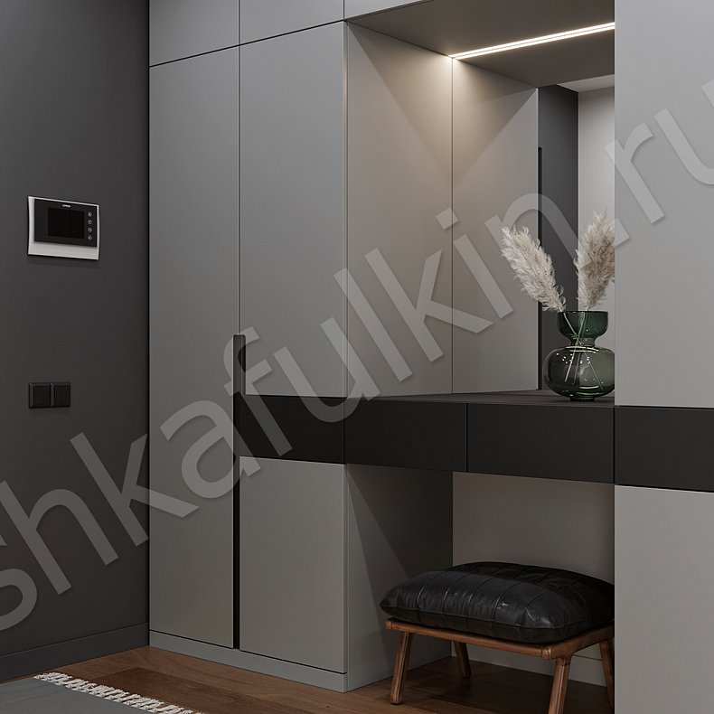 Прихожая Амиго Черный Светлые Серый Минимализм 4х створчатые Прихожая Для вещей 3