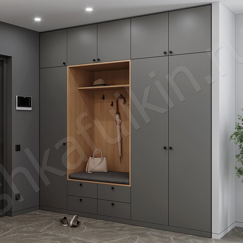 Изображение Прихожая Зорро Темные Светлые Серый Коричневый Черный Минимализм 3х створчатые Прихожая Для вещей 5