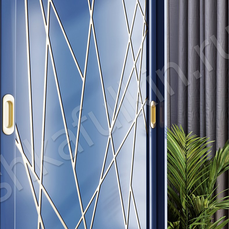 Изображение Корпусный шкаф-купе Индиго Цветной Синий Модерн 4х створчатые Гостиная Для вещей 4