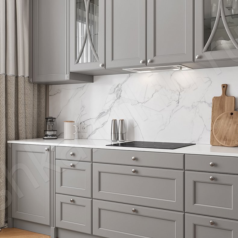 Кухня Люсия Синий Цветной Серый Светлые Неоклассика   Для декора Для посуды 5