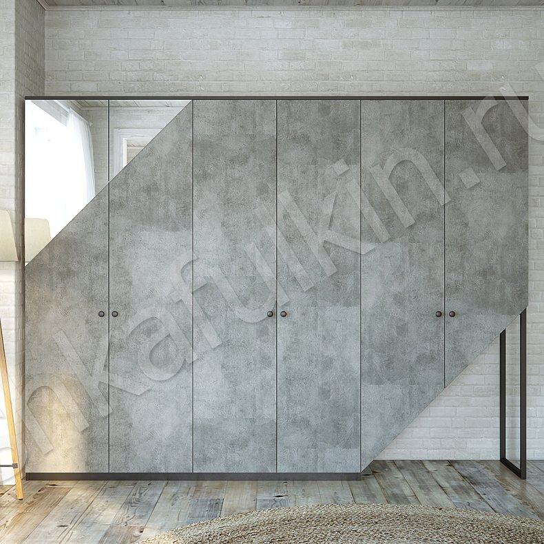 Изображение Скошенный шкаф Барбосса Светлые Серый Лофт 6и створчатые Гостиная Для вещей 1