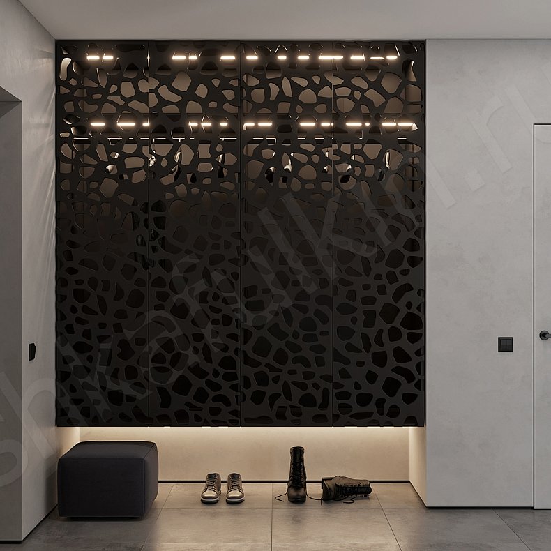 Прихожая Банди Темные Черный Современный 4х створчатые Прихожая Для вещей