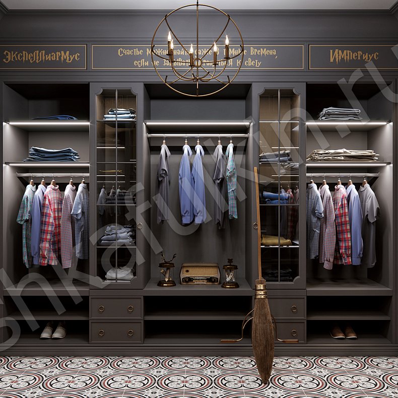 Гардеробная Гарри Поттер Серый Темные Неоклассика  Гардеробная Для вещей Для белья 2