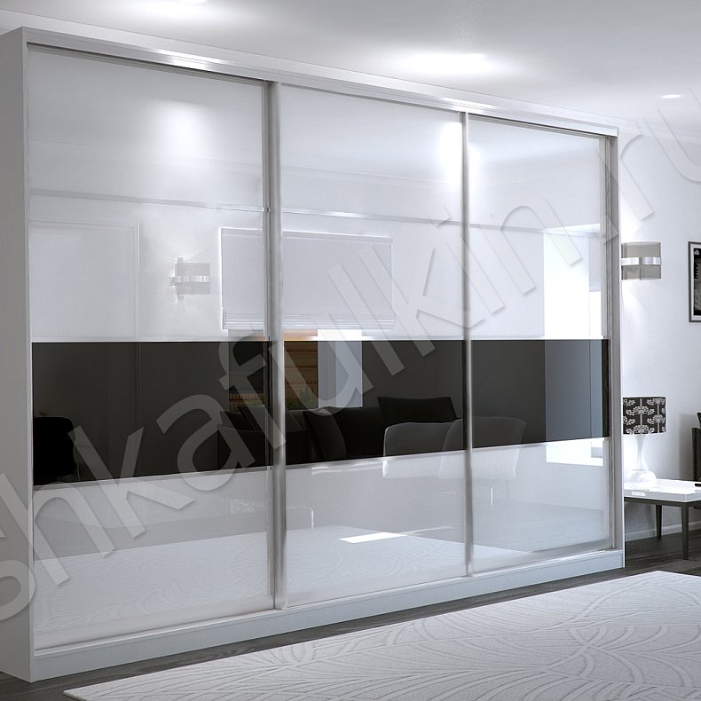 Корпусный шкаф-купе Дафнис Белый Светлые Хай-тек 3х створчатые Гостиная Для вещей