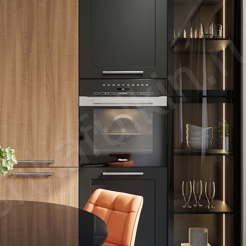 Изображение Кухня Верона Древесный Черный Цветной Темные Современный Для декора Для посуды 4