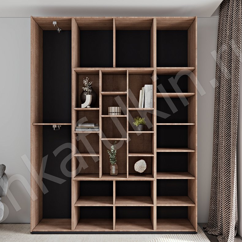 Шкаф Томми Светлые Серый Древесный Черный Белый Минимализм 2х створчатые Гостиная Для вещей Для посуды Для декора Для книг 8