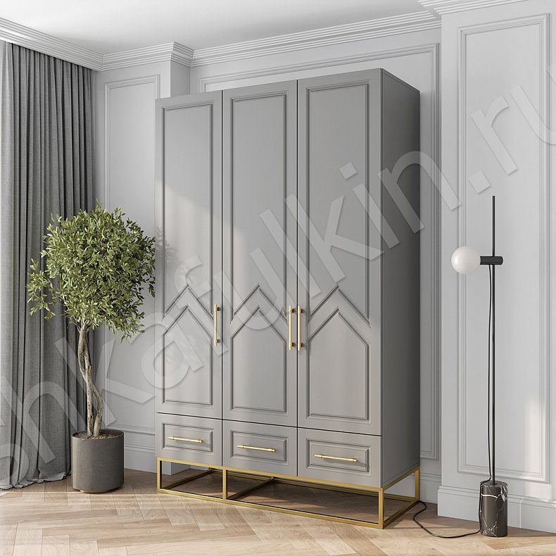 Изображение Шкаф Квинни 3 двери Цветной Серый Синий Светлые Современный 3х створчатые Гостиная Для вещей 1