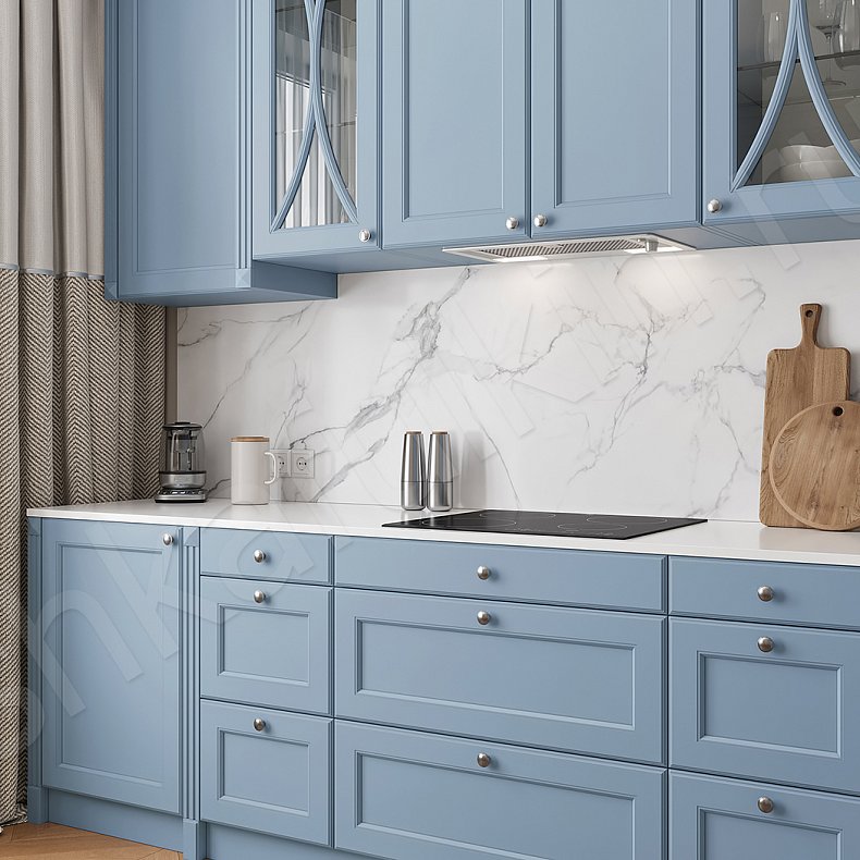 Изображение Кухня Люсия Цветной Серый Синий Светлые Неоклассика Для декора Для посуды 10