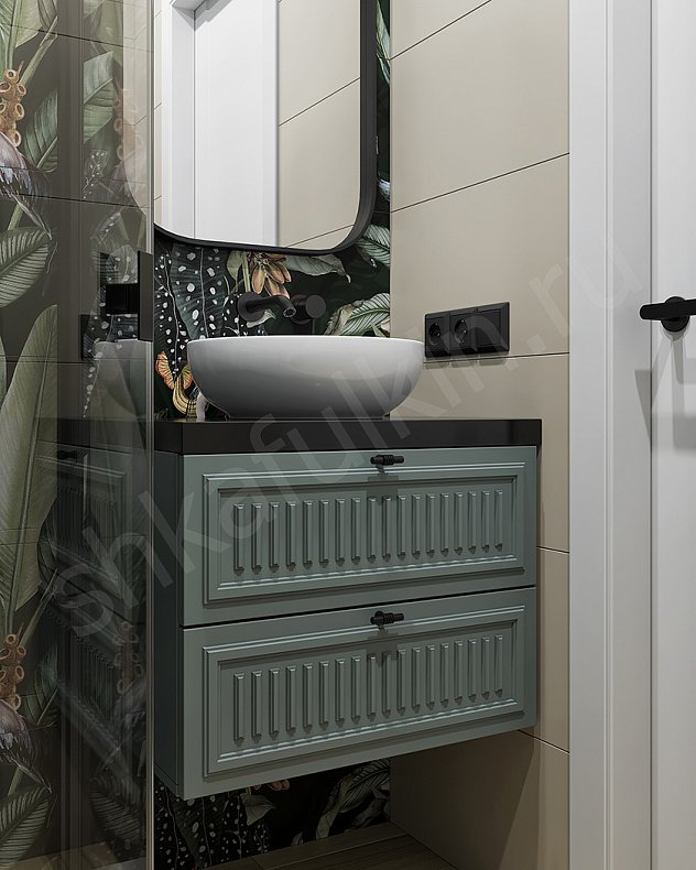 Мебель в санузел Мельпомена Зеленый Светлые Цветной Современный 2х створчатые  Для вещей Для белья 2