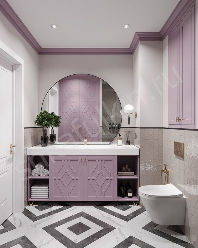 Изображение Мебель в ванную Ореанда Светлые Розовый Цветной Неоклассика Для вещей 1