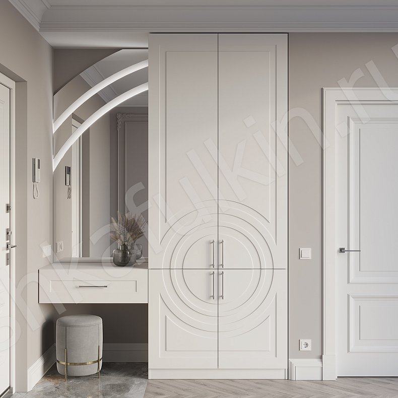 Прихожая Линдор Белый Коричневый Светлые Неоклассика 2х створчатые Прихожая Для вещей 2