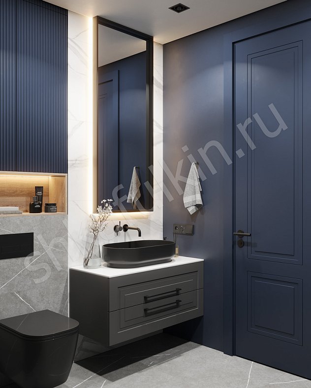 Изображение Мебель в ванную Люмьер Темные Синий Черный Неоклассика   Для вещей 1