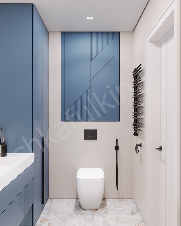 Мебель в санузел Неонелли Темные Синий Современный 2х створчатые  Для белья 1