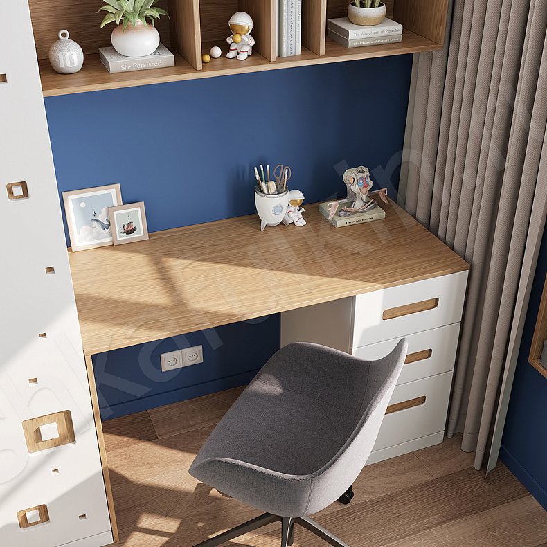 Изображение Гарнитур Тигель Белый Современный 3х створчатые Детская Для вещей Для декора Для книг 2