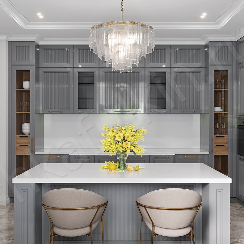 Кухня Минотти Серый Светлые Неоклассика   Для посуды Для декора 5