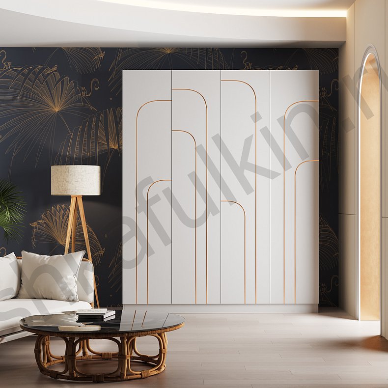 Шкаф Лакруа Золото Современный 4х створчатые Гостиная Для вещей 3