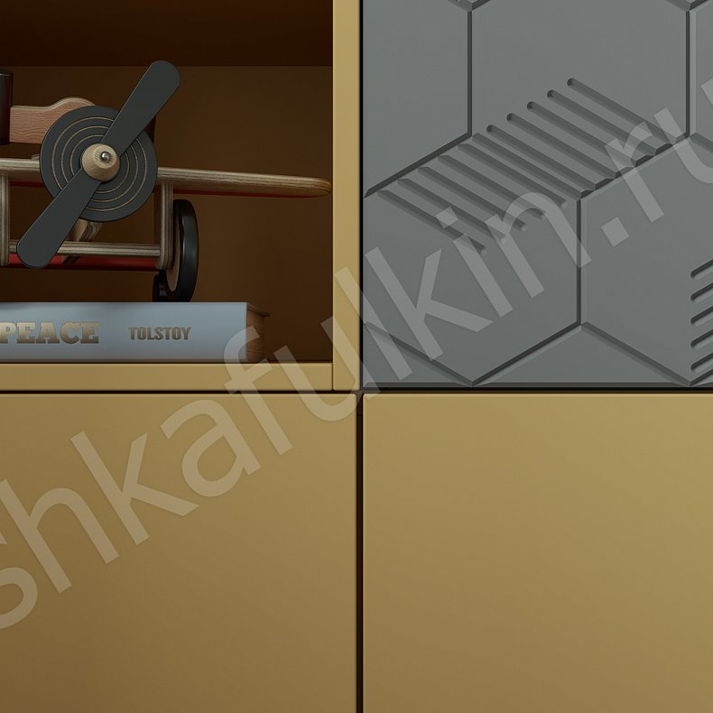 Изображение Шкаф Токио Серый Современный 2х створчатые Детская Для книг Для вещей 4