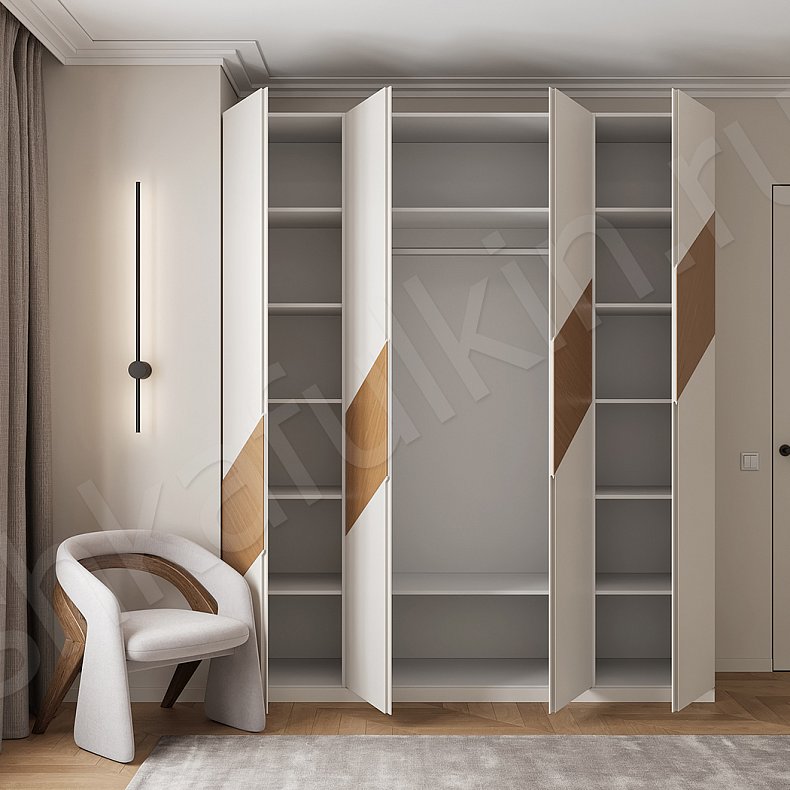 Шкаф Магма Белый Современный 4х створчатые Спальня Для белья 2