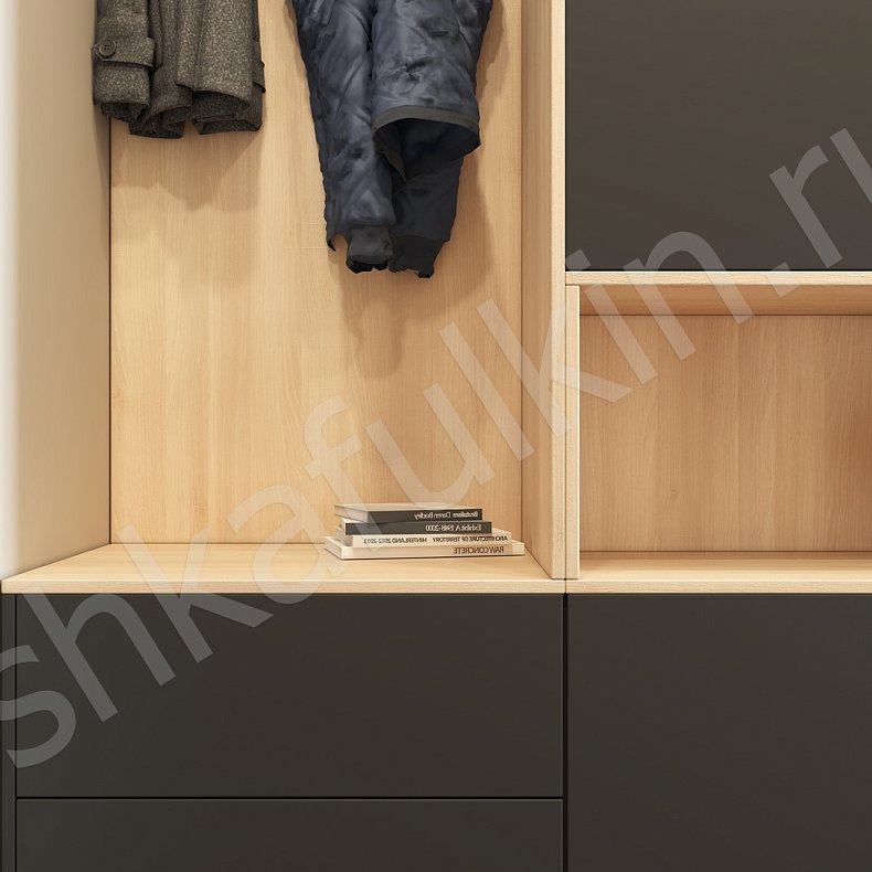 Изображение Прихожая Мэрри Серый Черный Минимализм 2х створчатые Прихожая Для вещей Для декора 11