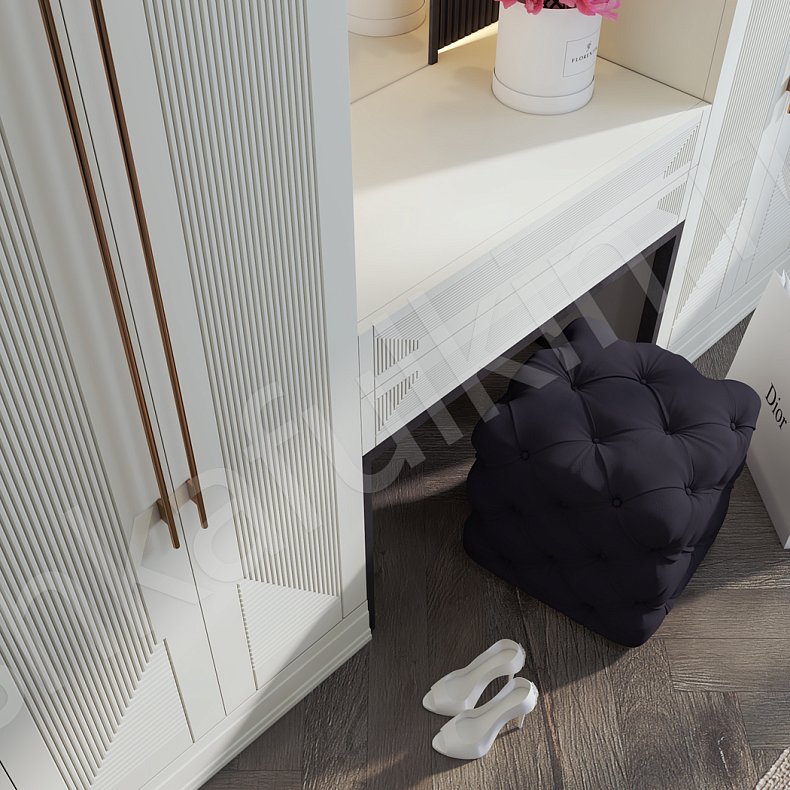 Гарнитур Бергамо Светлые Золото Белый Модерн 4х створчатые Спальня Для вещей 5