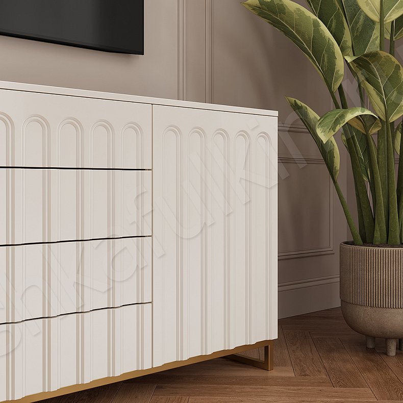 Изображение Гарнитур Командор Светлые Белый Цветной Синий Современный 6и створчатые Спальня Для белья Для декора Под ТВ Для вещей 17