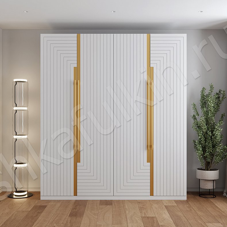 Шкаф Болеро Белый Черный Золото Модерн 4х створчатые Гостиная Для вещей 5