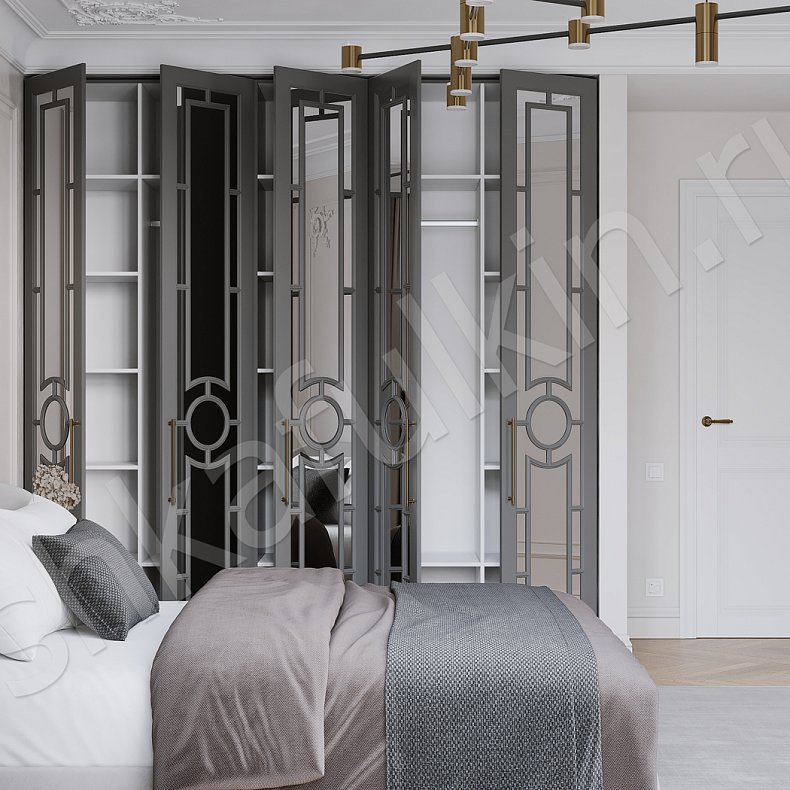 Изображение Шкаф Франсуа Светлые Серый Неоклассика 5и створчатые Спальня Для вещей 4