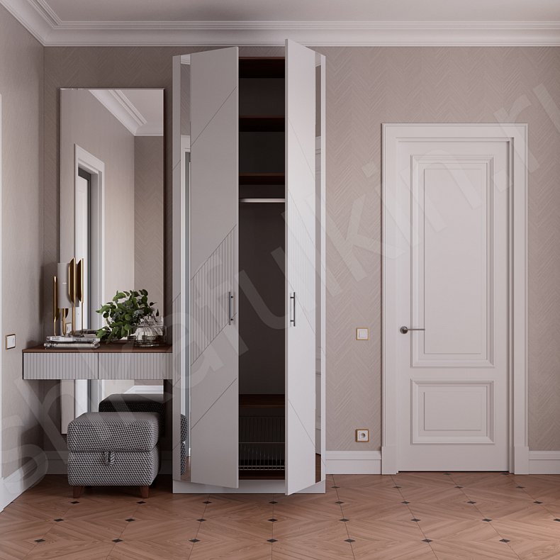 Прихожая Хадсон Белый Светлые Современный 2х створчатые Прихожая Для вещей 4