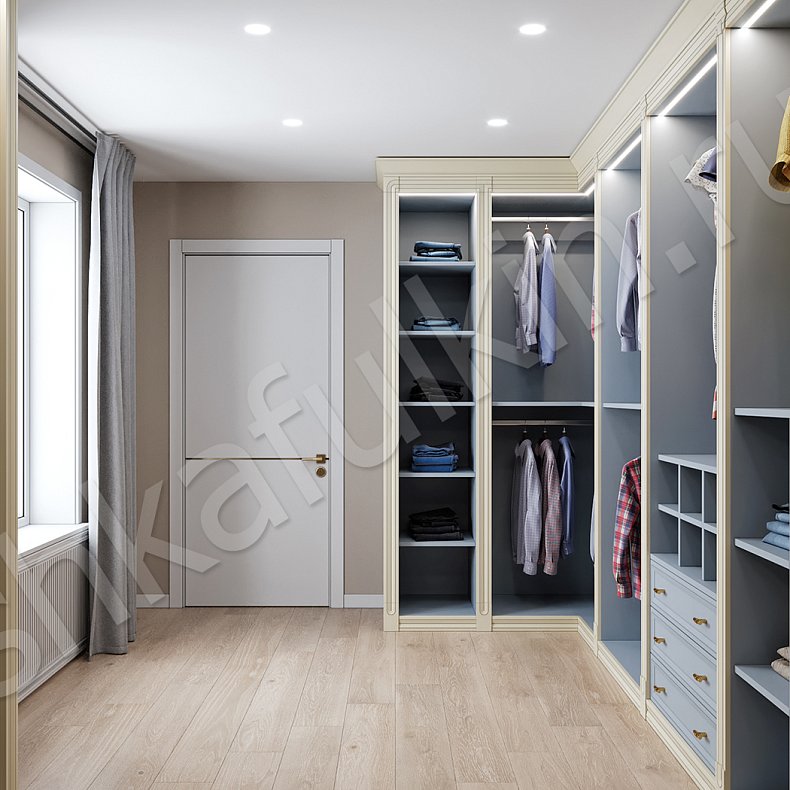 Гардеробная Томас Синий Минимализм 6и створчатые Гардеробная  2