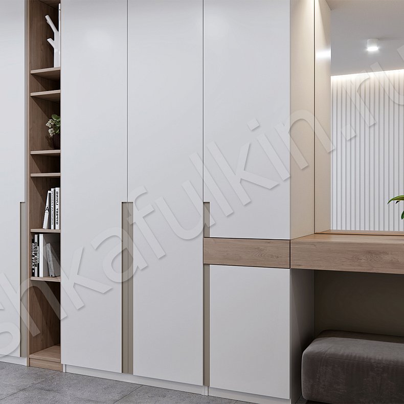 Изображение Прихожая Милан Белый Древесный Светлые Хай-тек 4х створчатые Прихожая Для вещей 2
