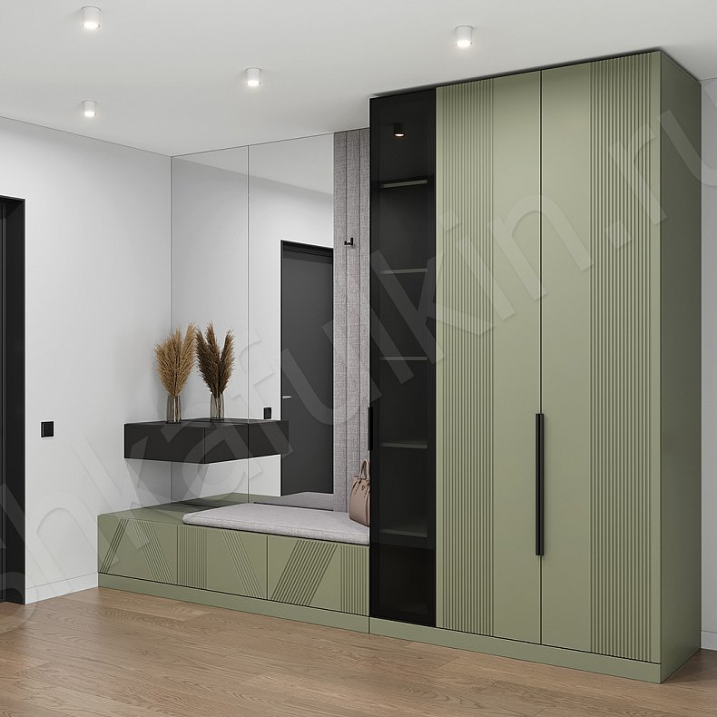 Прихожая Клеопатра Черный Светлые Серый Современный 2х створчатые Прихожая Для вещей 7