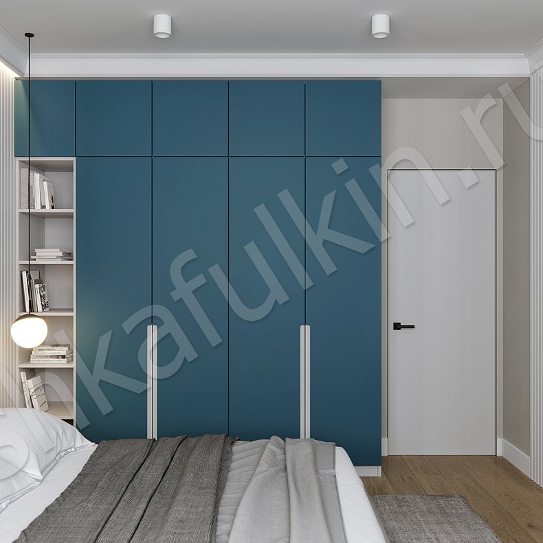 Шкаф Мариэтта Цветной Синий Темные Современный 4х створчатые Спальня Для вещей 1