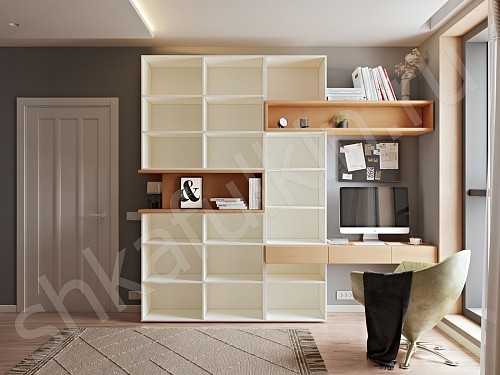 Изображение цвета Шкаф с рабочей зоной Джамбо Древесный Прованс 4х створчатые Спальня 