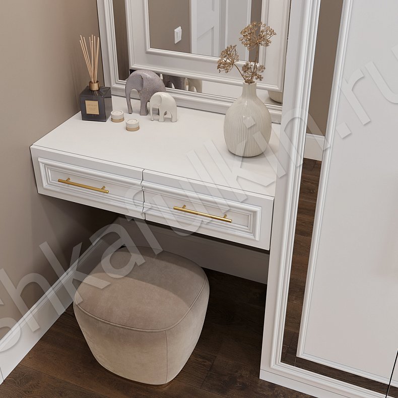 Изображение Прихожая Джорджия Белый Цветной Синий Светлые Неоклассика 4х створчатые Прихожая Для вещей 10