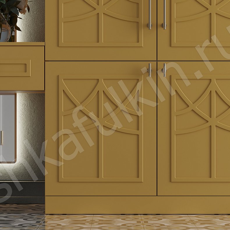 Прихожая Стефани Цветной Серый Светлые Золото Неоклассика 4х створчатые Прихожая Для вещей 6