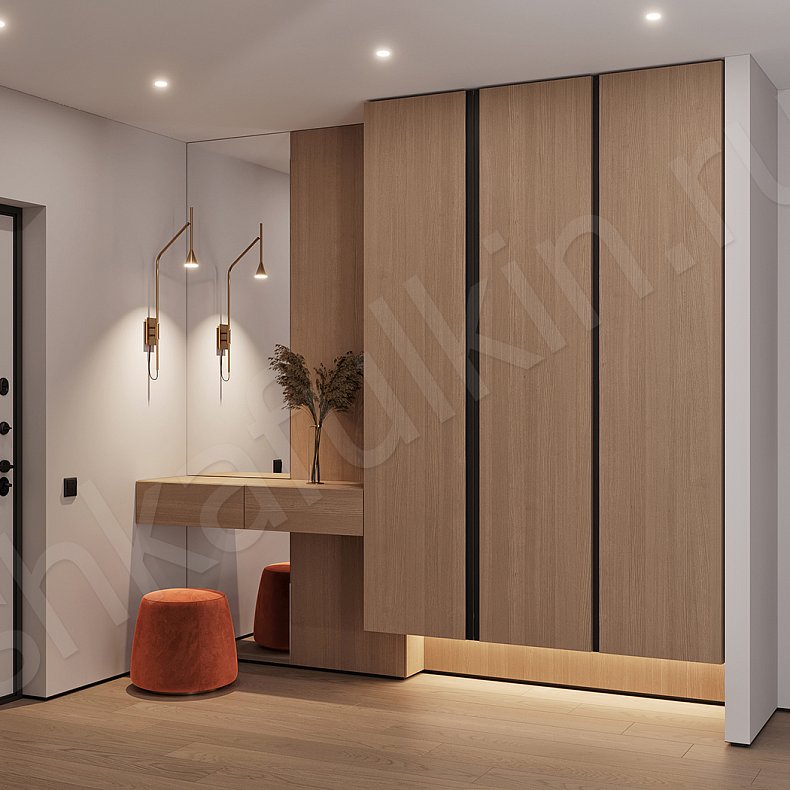 Прихожая Джапанди Древесный Светлые Минимализм 3х створчатые Прихожая Для вещей
