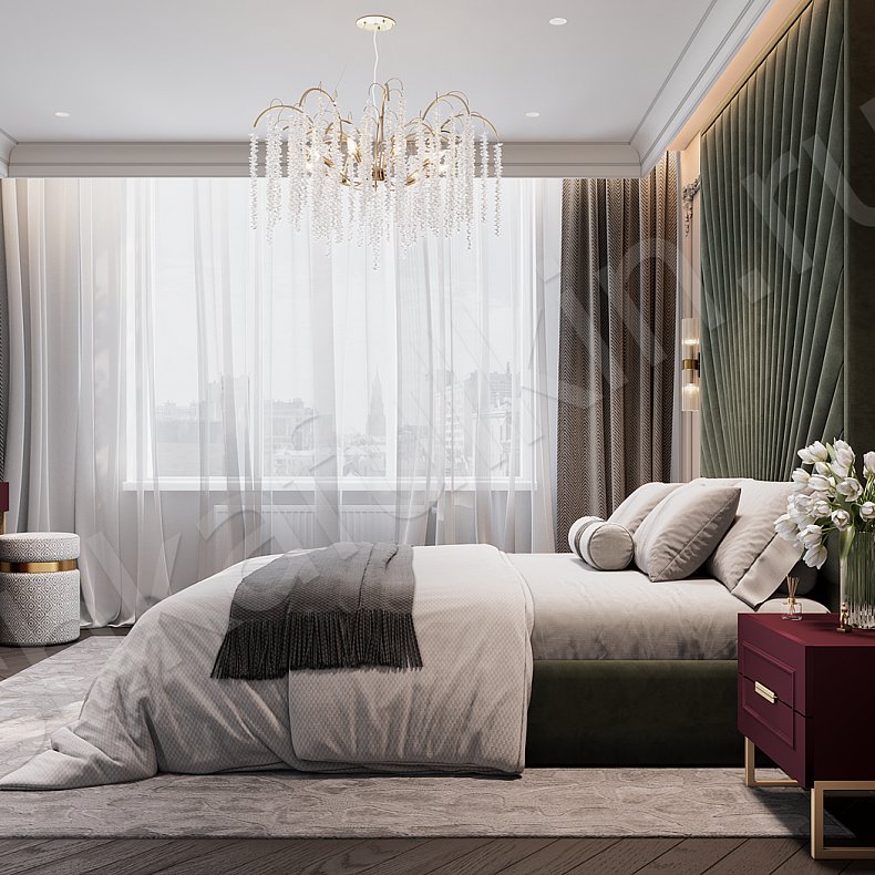 Изображение Гарнитур Маура Цветной Красный Синий Темные Неоклассика 2х створчатые Спальня Для белья Для вещей 12