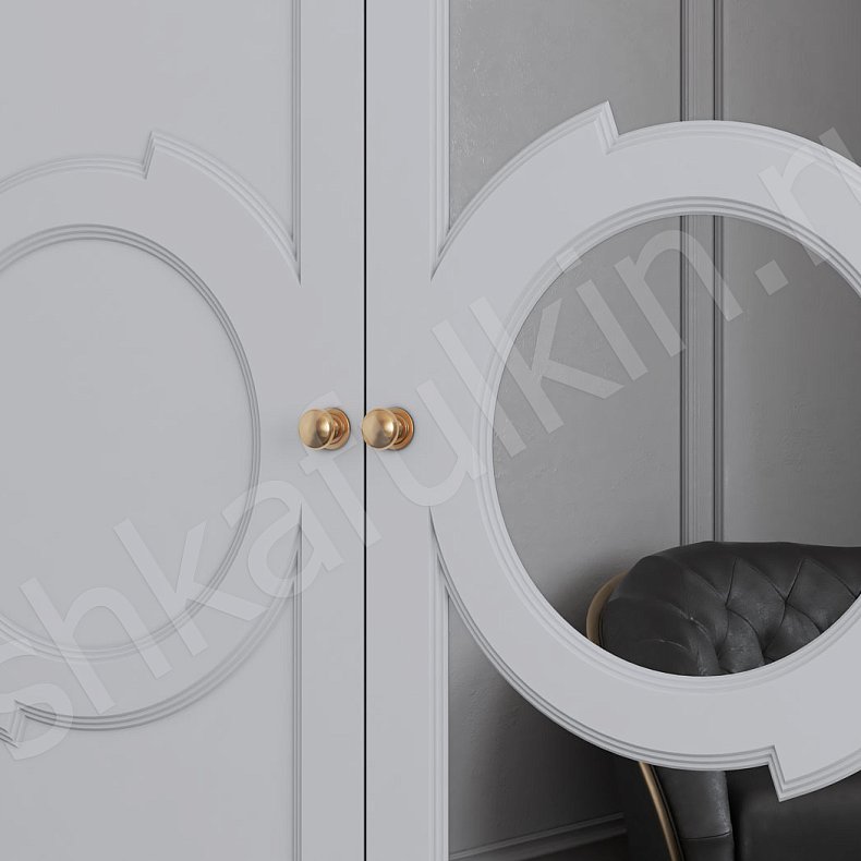 Изображение Шкаф Монтерри Белый Светлые Неоклассика 4х створчатые Гостиная Для вещей 5