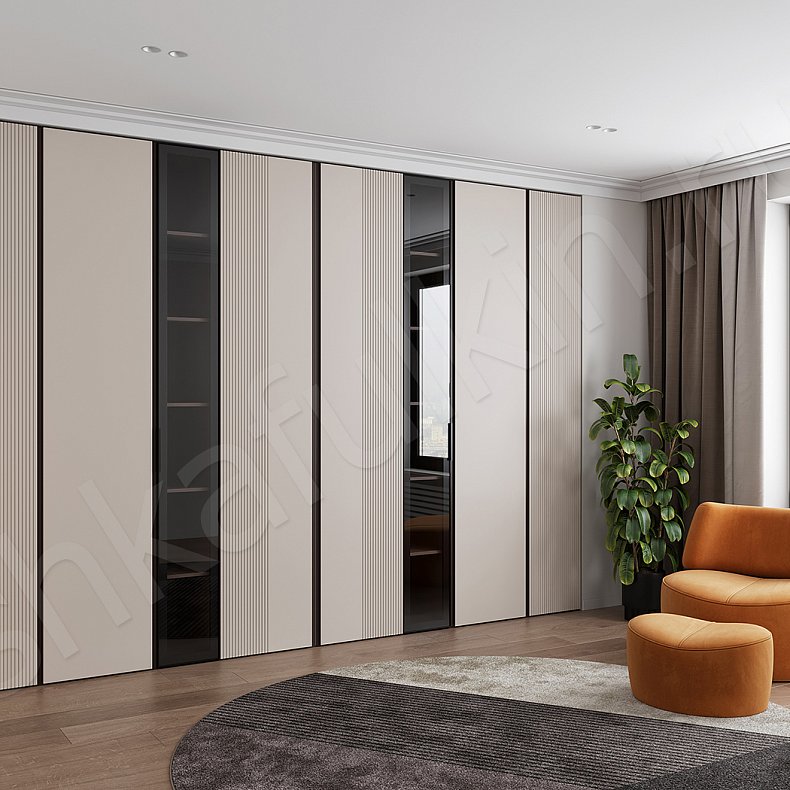 Шкаф Кверкус Светлые Коричневый Современный 5и створчатые Гостиная Для книг Для декора Для вещей