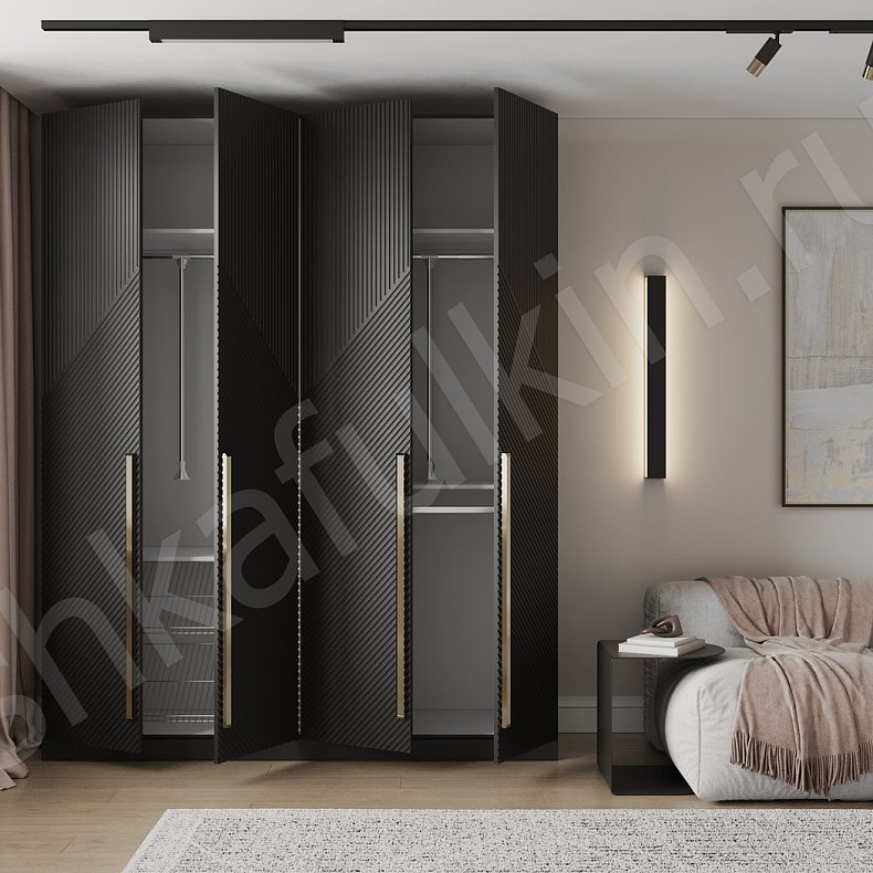 Шкаф Нотариус Черный Модерн 4х створчатые Гостиная Для вещей 4
