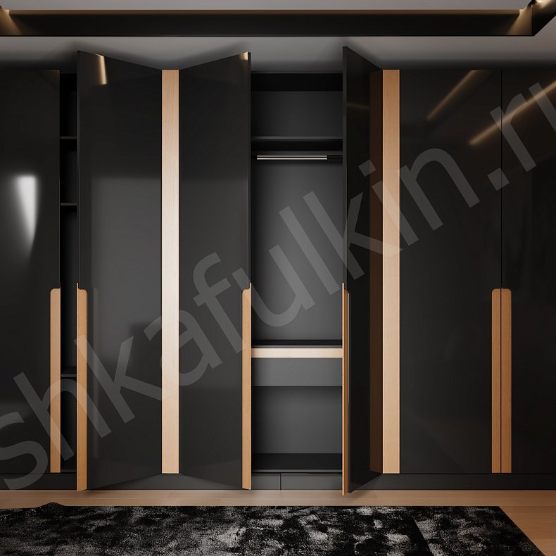 Изображение Шкаф Гольфстрим Темные Черный Современный 6и створчатые Спальня Для вещей 1