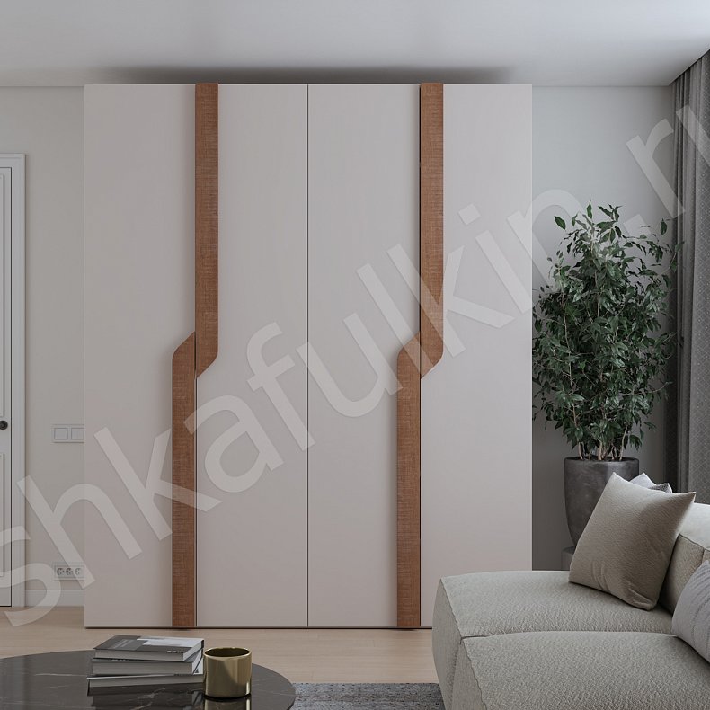 Изображение Шкаф Ронни Древесный Белый Черный Коричневый Серый Светлые Темные Скандинавский 4х створчатые Гостиная Для белья Для вещей 2